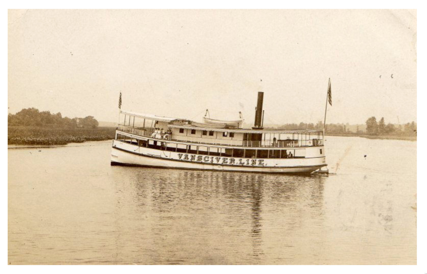 Riverside - VanSciver Line steam boat passing by off shore in the Delaware - c 1910