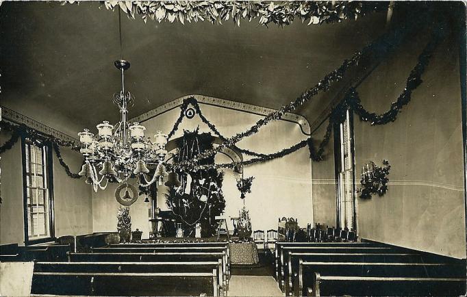 Tabernacle - Interior of a church decorated as if for Christmas - c 1910