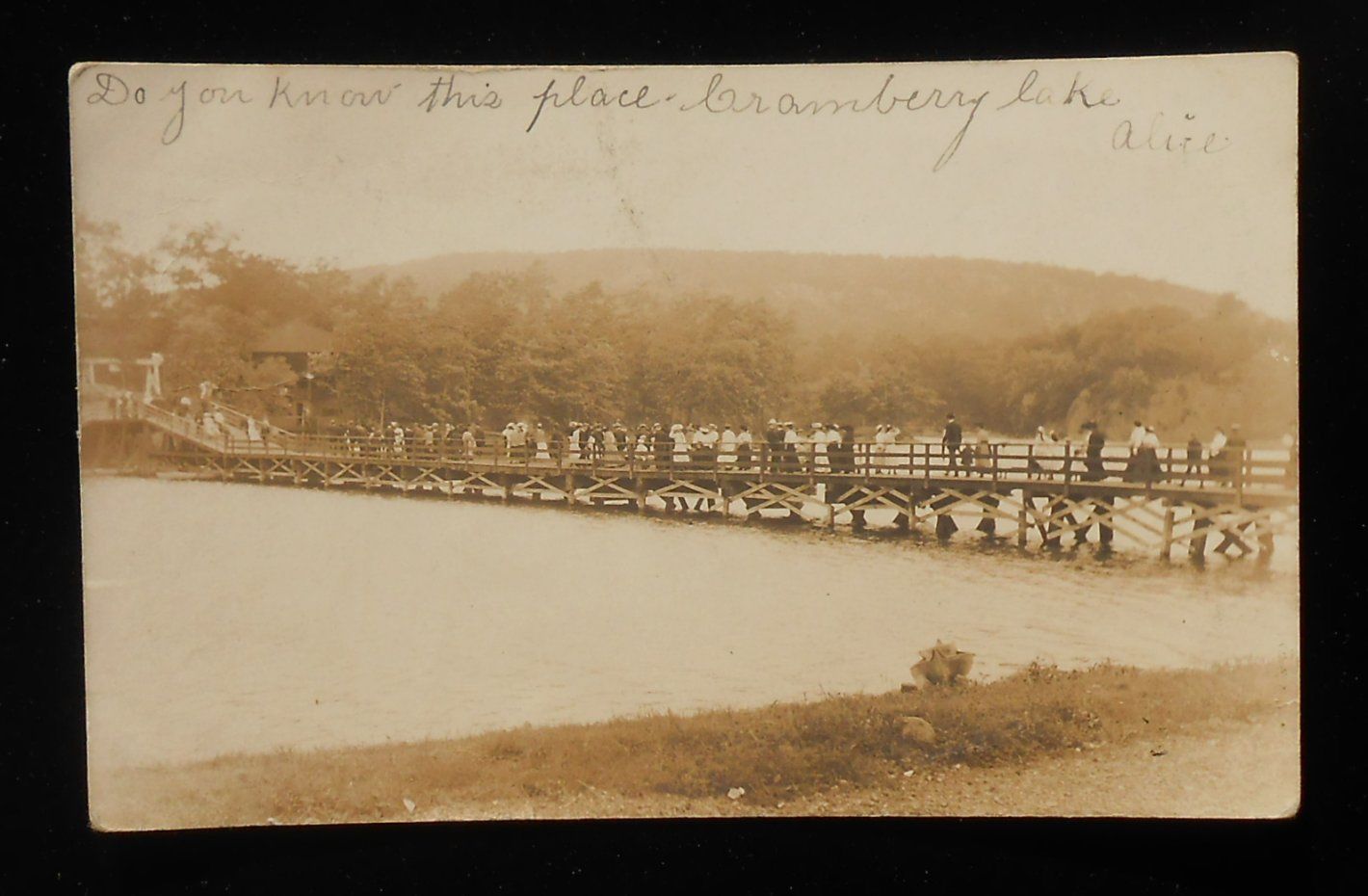 Cranberry Lake - Byeam Township - People on the rustic bridge - 1905