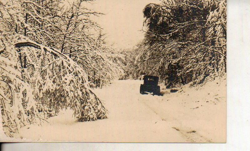 High Point Park - Broadwell his car in snow - c 1910