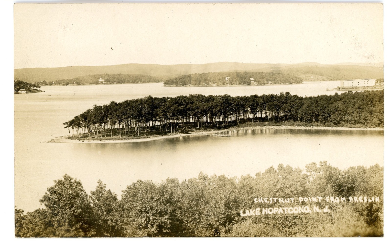 Lake Hopatcong - Chestnut Point from the Breslin Hotel - c 1910