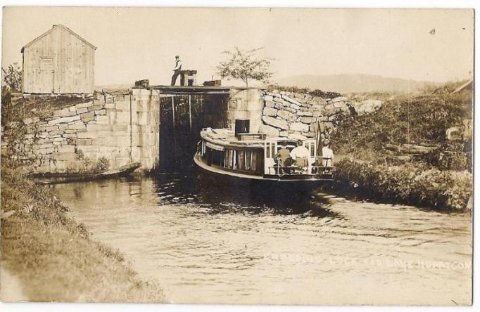 Lake Hopatcong - Entering the lock - Morris Canal - c 1910
