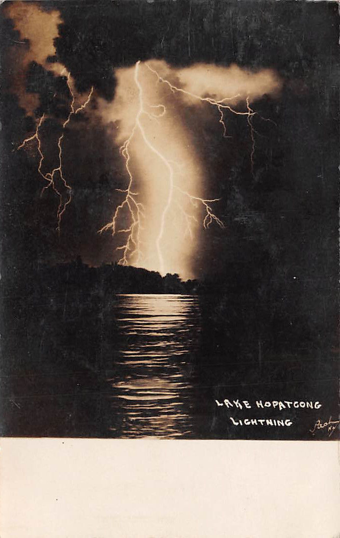 Lake Hopatcong - Lightning over the lake - c 1910