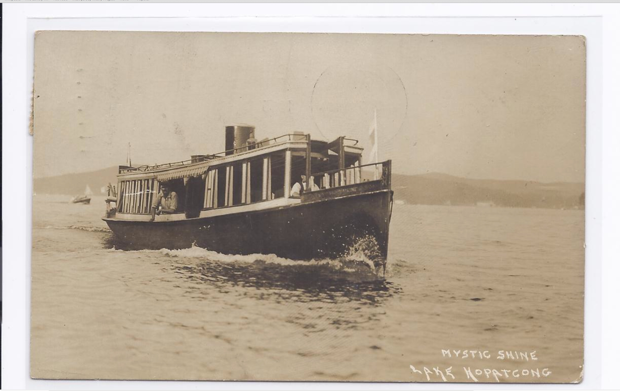 Lake Hopatcong - Steamboat Mystic Shine - 1915