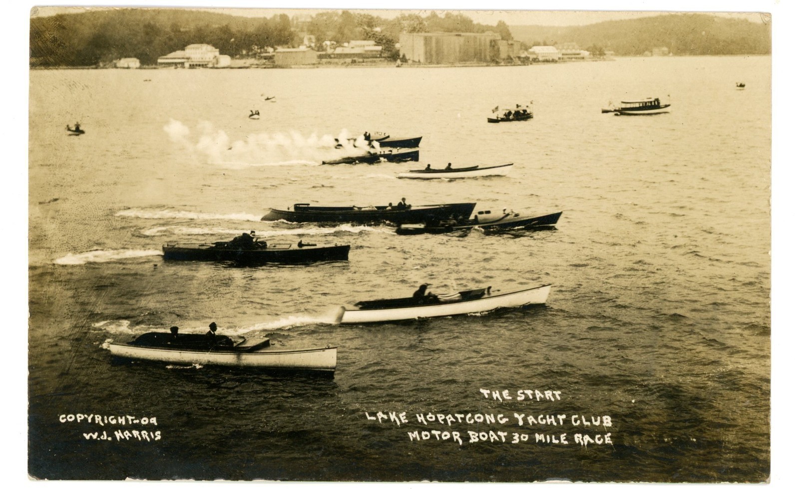 Lake Hopatcong - The Start of the Lake Hopatcong Yacht Club 30 Mile Motor Boat Race - 1909