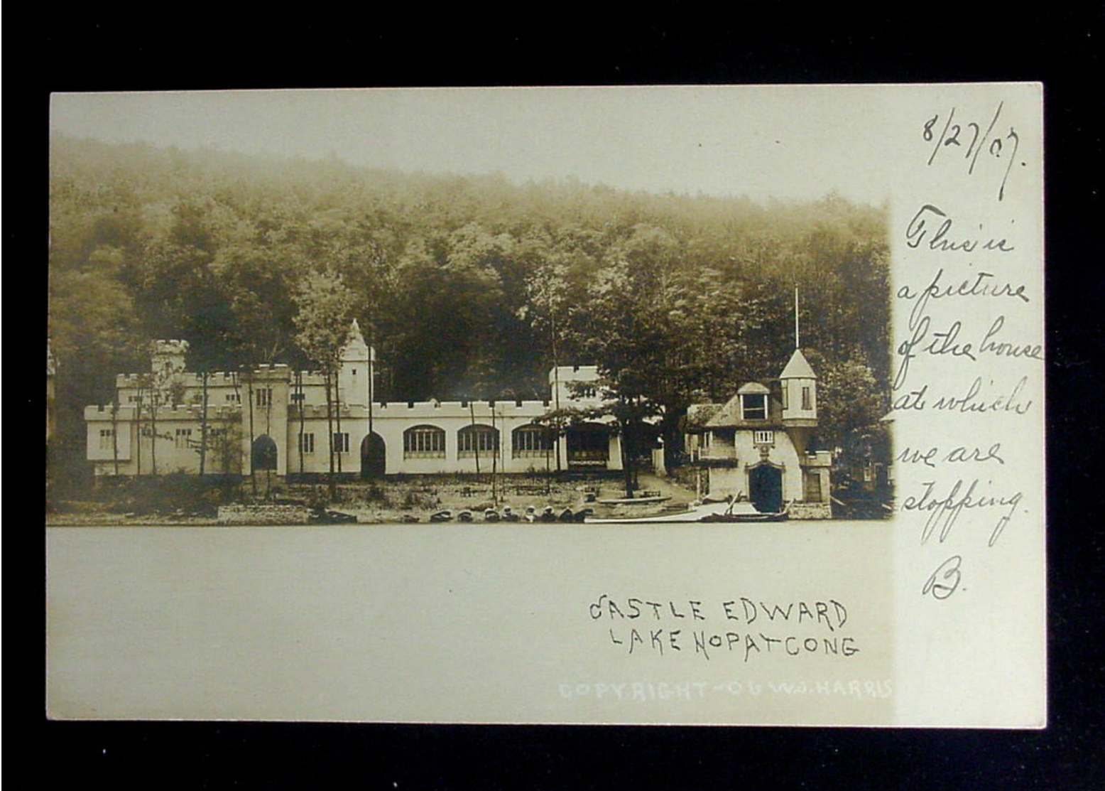 Lake Hopatcong - View of Castle Edward Hotel - 1907