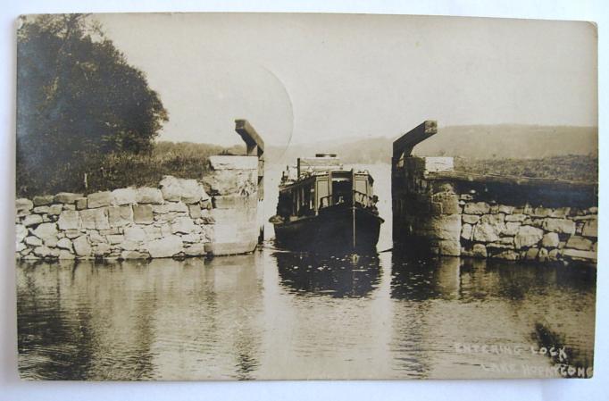 Lake Hopatcong - View of a camal boat entering a lock on the Morris Canal 0 c 1910