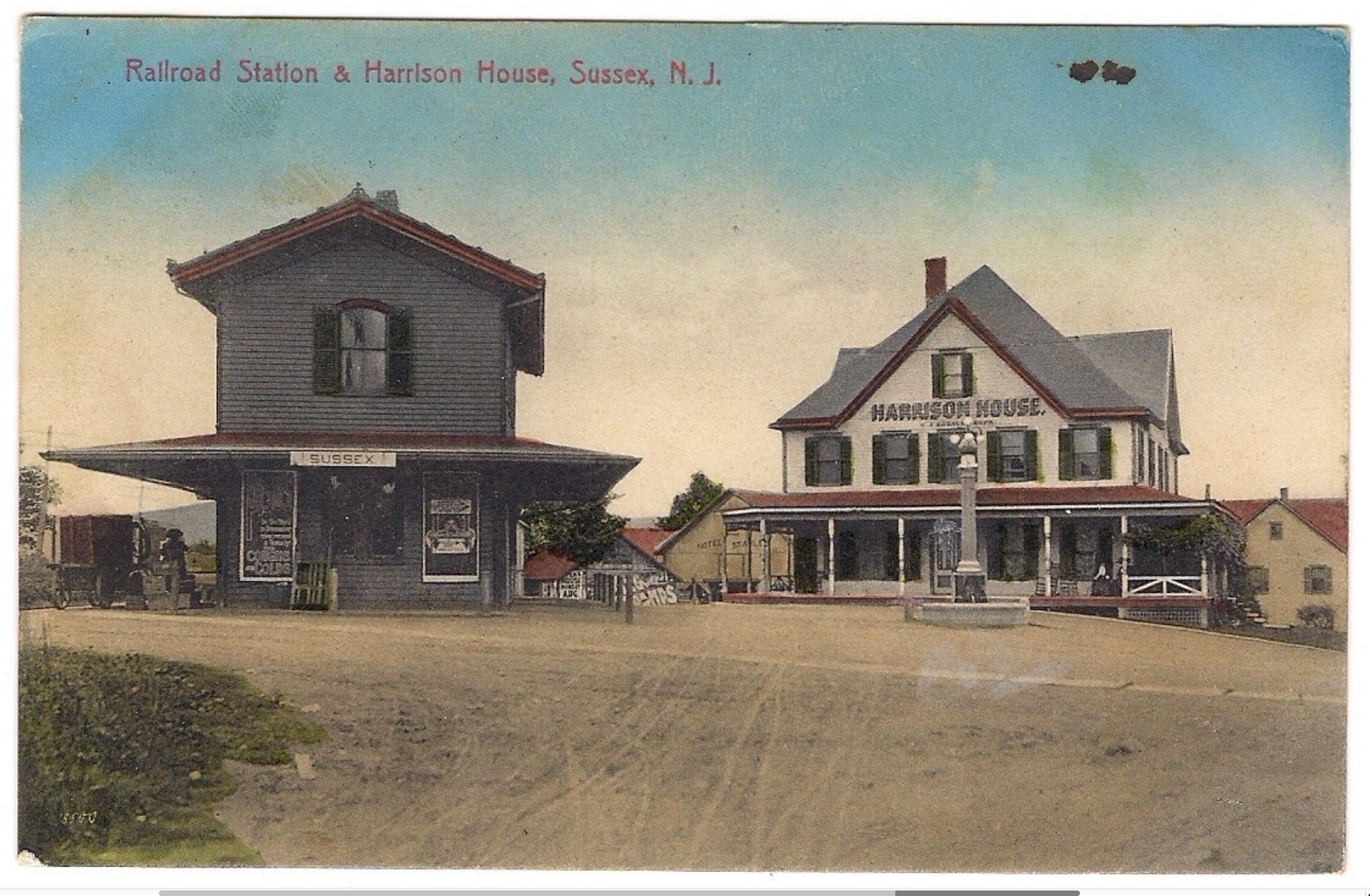 Sussex - RR Station and Harrison House - 1912