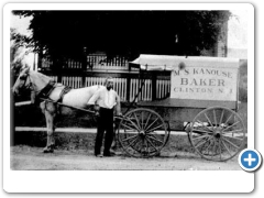 Clinton - The delivery wagon for M S Kanhouse, who may be pictured as well.  As the sign indicates, Mr. Kanhouse had a Bakery in Clinton - c 1910