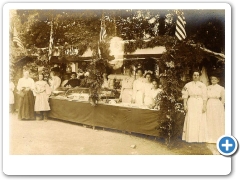 Flemington - A group of women behind an outdoor disolay, possibly food for sale possibly at the Flemington Fair - c 1910