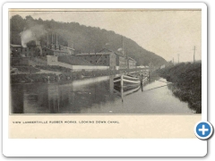 Lambertville - Looking down the canal at the Labertville Rubber Works - c 1910
