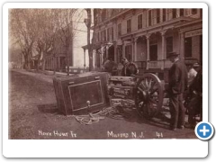 Milford - lThis appears to be the botched delivery or removal of a safe - Possibly from the First National Bank - The card notes that the drop did not damage the safe - c 1910