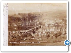 Milford - This birds eye view shows Milford and Bridgeton PA (the old name for Upper Black Eddy) and the covered bridge that connected them.  Metadata dates this to 1903