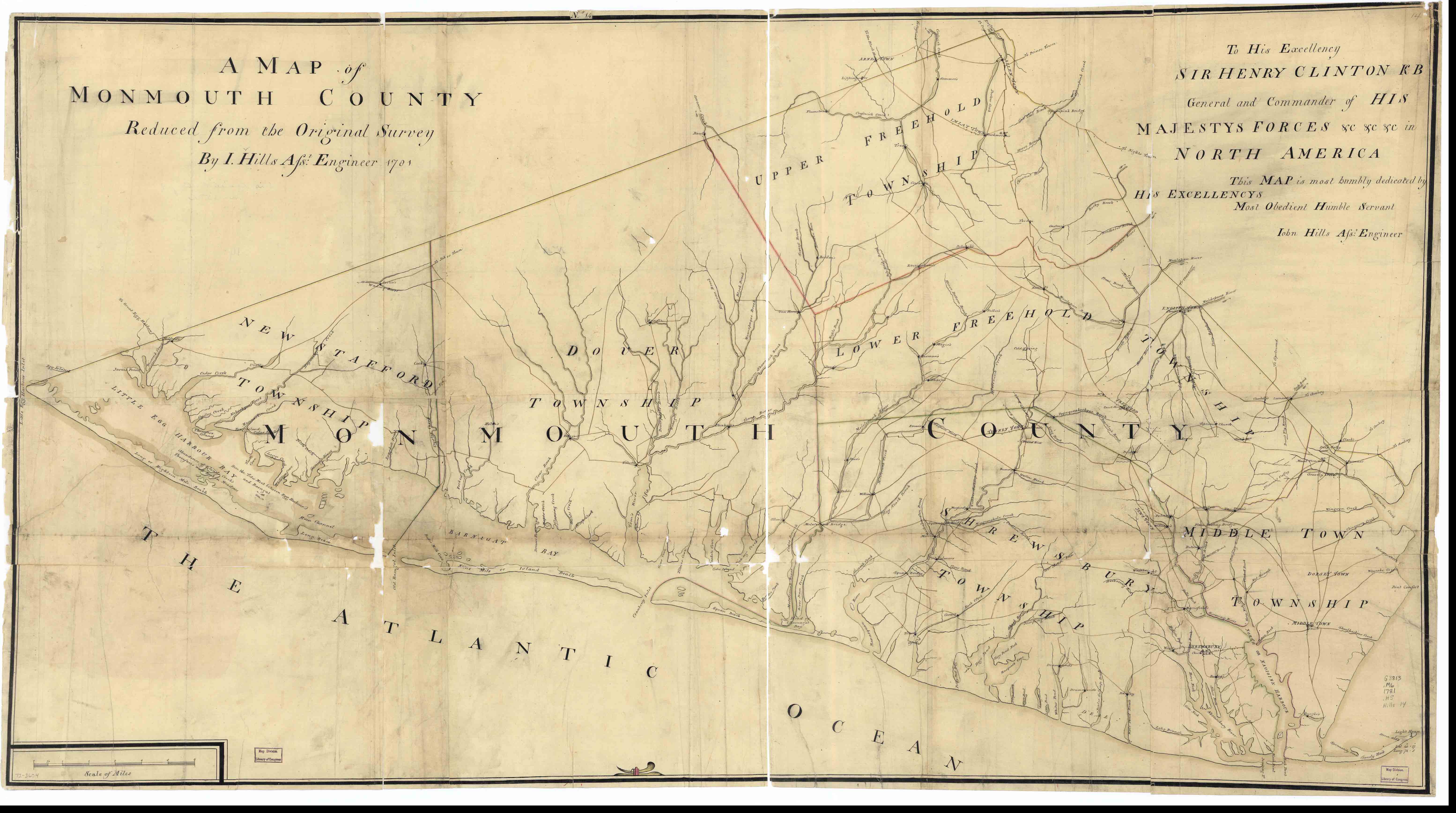 Revolutionary War Era Maps John Hills Map Of Monmouth County 1781