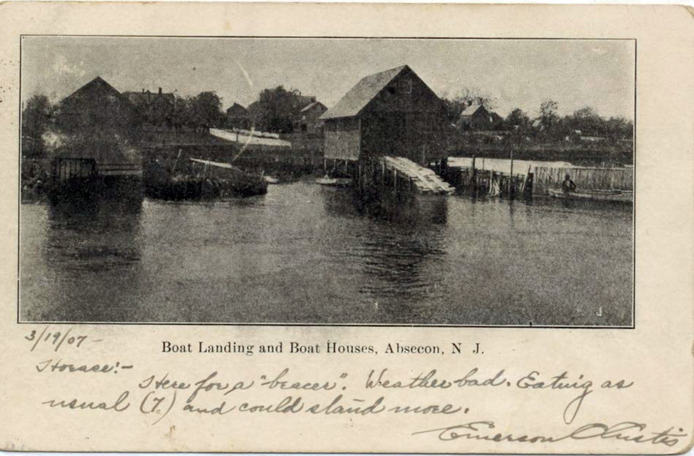 Absecon - Boat Landing and Boat Houses - c 1910 copy | Absecon | Old ...