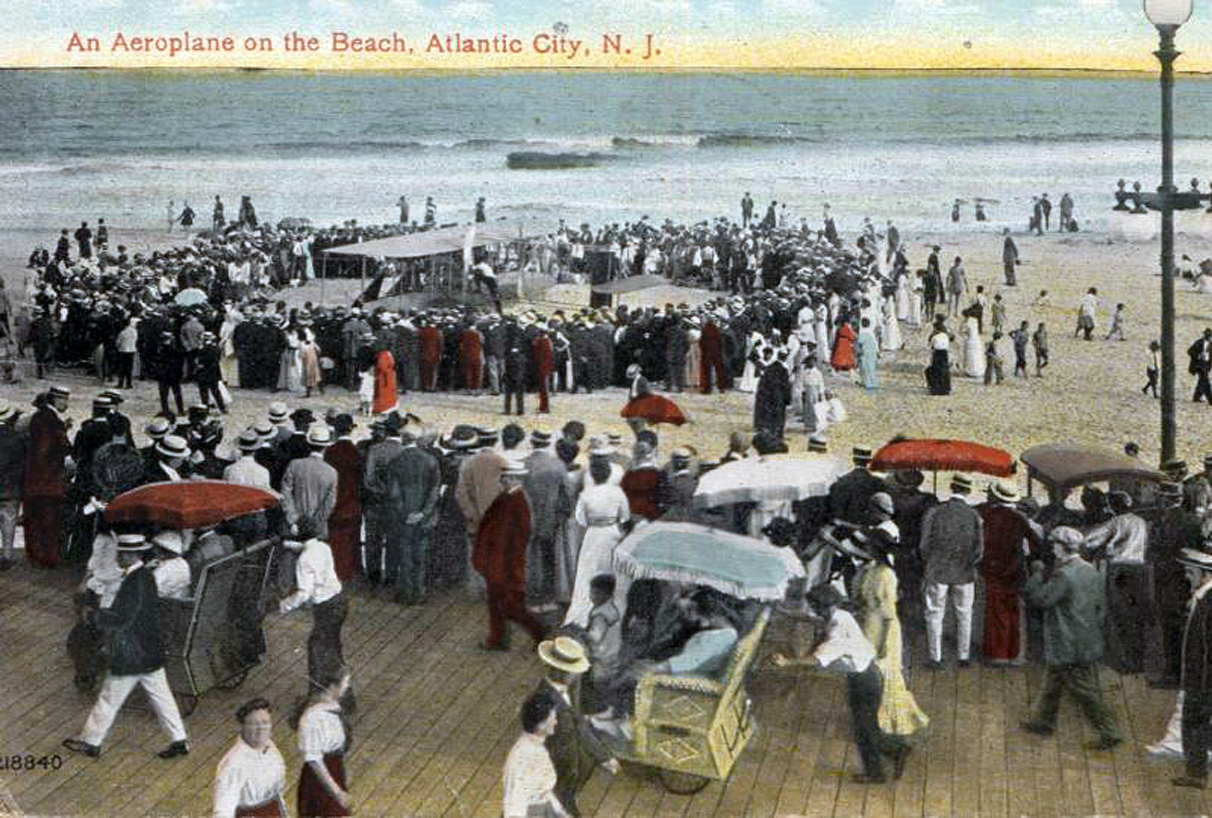 Atlantic City - Airplane on the beach - c 1910