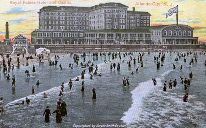 Atlantic City - Beach at Royal Palace Hotel - c 1910