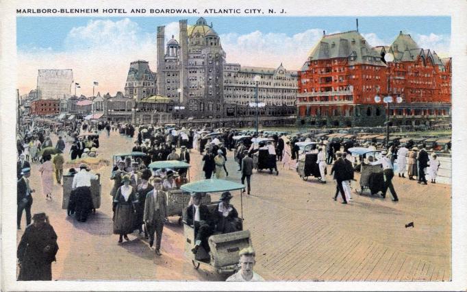 Atlantic City - Boardwalk scene near the Marborough-Blenheim - 1910s20s