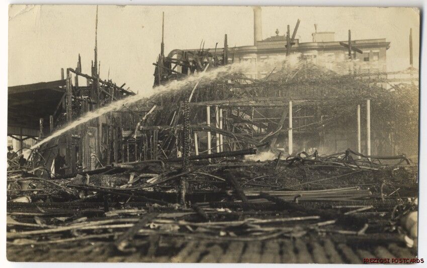 Atlantic City - Damping down the ruins of Youngs Pwer after the fire there in 1912