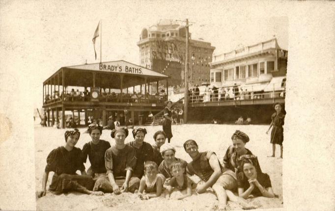 Atlantic City - Happy People outside Bradys Baths - c 1910s or so