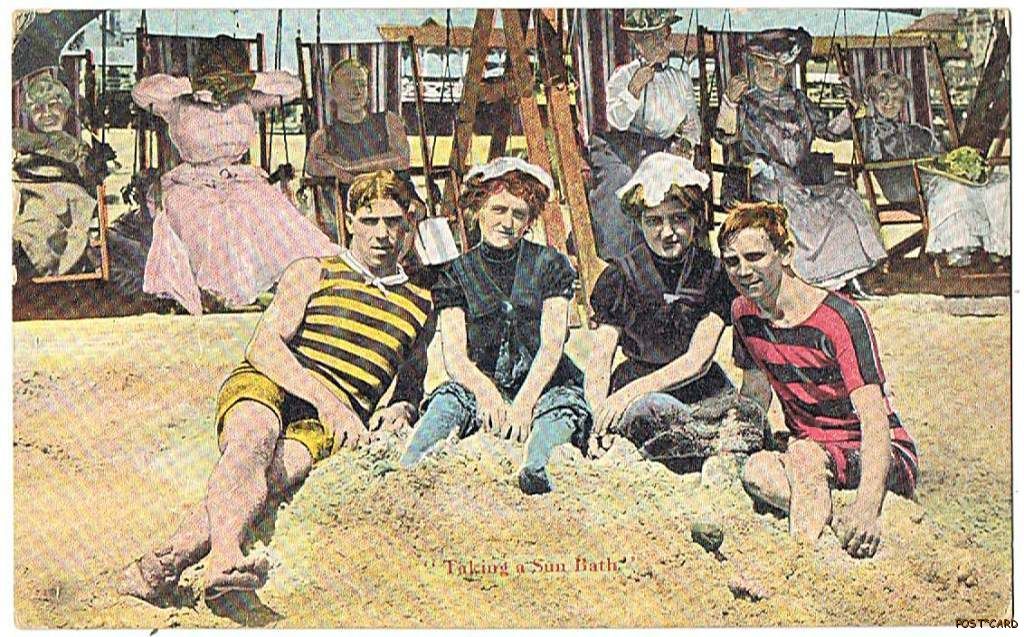 Atlantic City - Happy group of beach goers posing for the camera - 1911