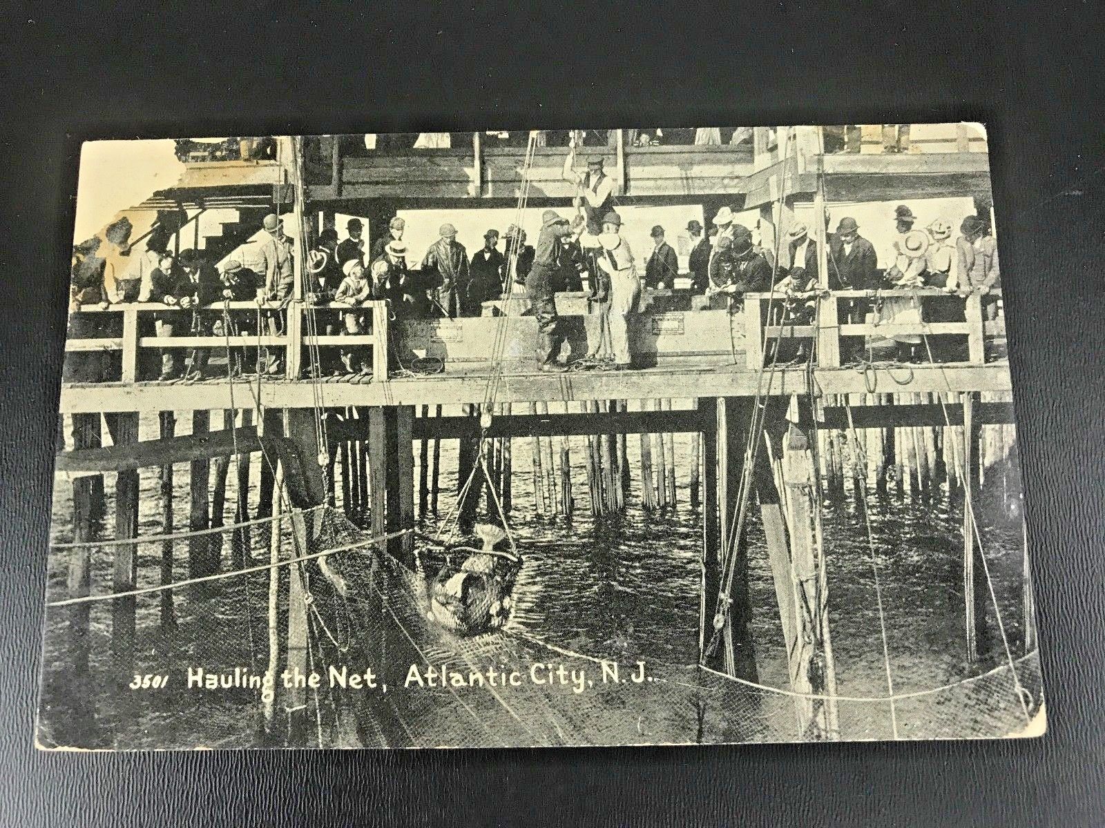 Atlantic City - Hauling up the net at the Fishing Pier - c 1910