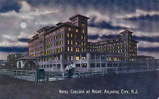 Atlantic City - Hotel Chelsea at night - c 1910