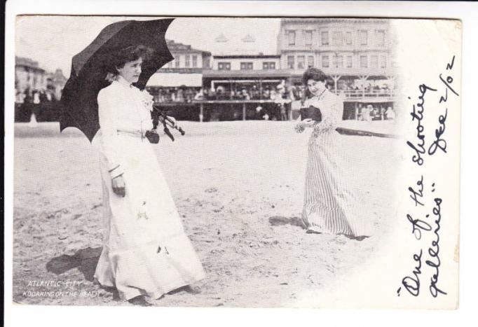 Atlantic City - Kodaking on the beach - A novelty at the time, this forshadowed the end of the heyday of the postcard -  1902