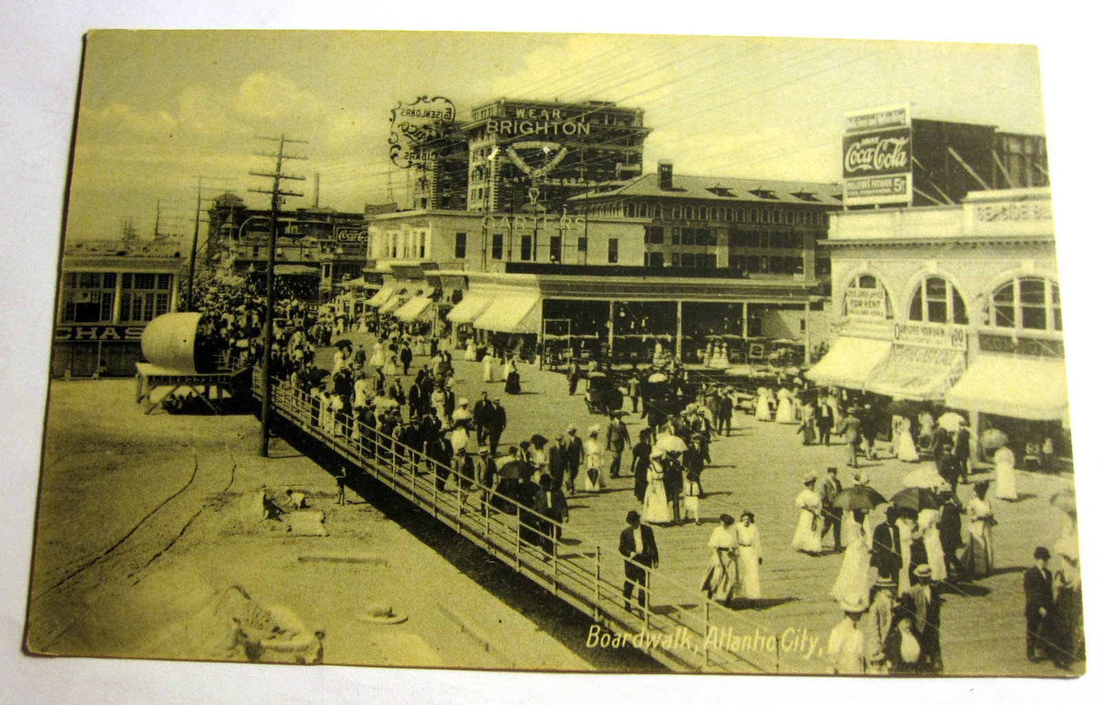 Atlantic City - Looking down at the boardwalk - c 1910