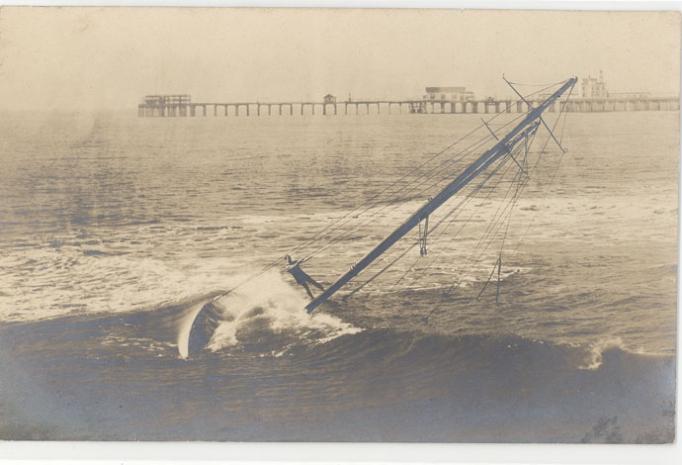 Atlantic City - Sailboat going under the waves - 1910