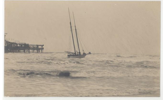 Atlantic City - Sailboat just off shore - 1910