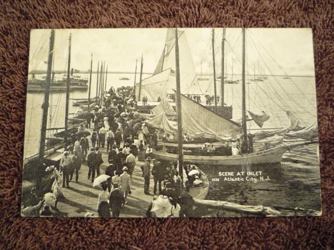 Atlantic City - Sailboats and crowed docks - Possibly at the Inlet - c 1910