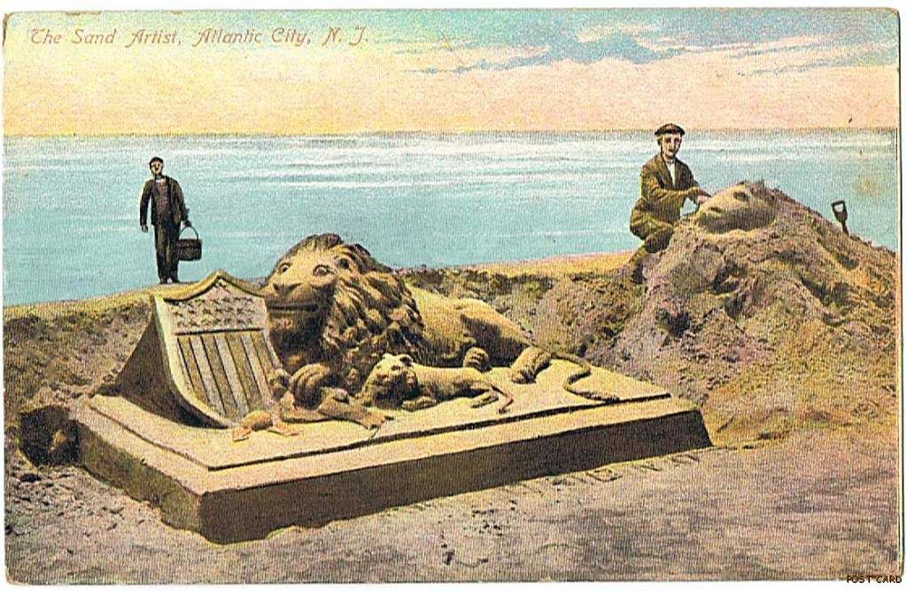 Atlantic City - Sand Artist  - Making a sculpture on the Beach - 1920s-30s 