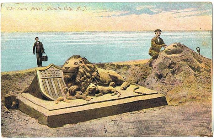 Atlantic City - Sand Artist  - Making a sculpture on the Beach - 1920s-30s 