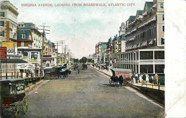 Atlantic City - Virginia Avenue looking from the boardwalk - c 1910