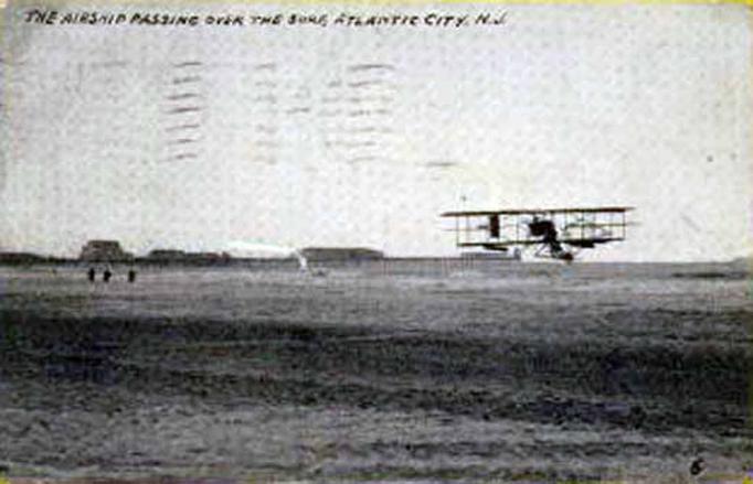 Atlantic City - Wright Flyer over Beach - 1913