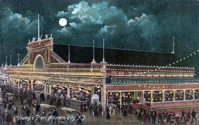 Atlantic City - Youngs Pier at night - c 1910