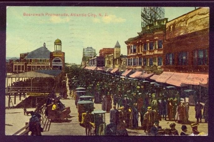 Atlantic City - crowded busy boardwalk - c 1910