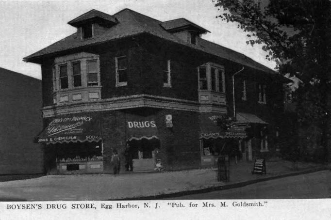 Egg Harbor City - Boysens Drug Store at the corner of Philadelphia Avenue and White Horse Pike - 1910s