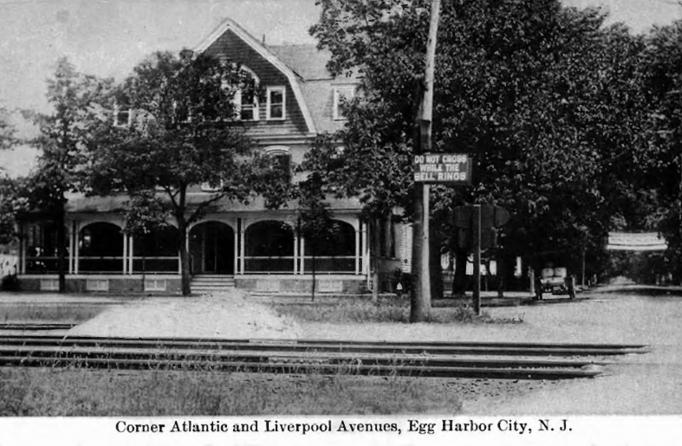 Egg Harbor City - North Corner of Atlantic and Liverpool Avenues - Looking toward the North along Liverpool Avenue and across the Pennsylvania Rail Road tracks is the private residence of Henry Kuehnle Sr - c 1910 - EHC