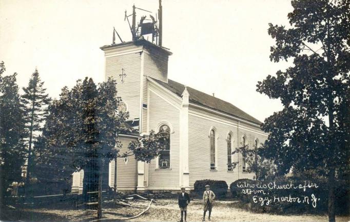 Egg Harbor City - Roman Catholic Church damaged by a storm - c 1910 or so