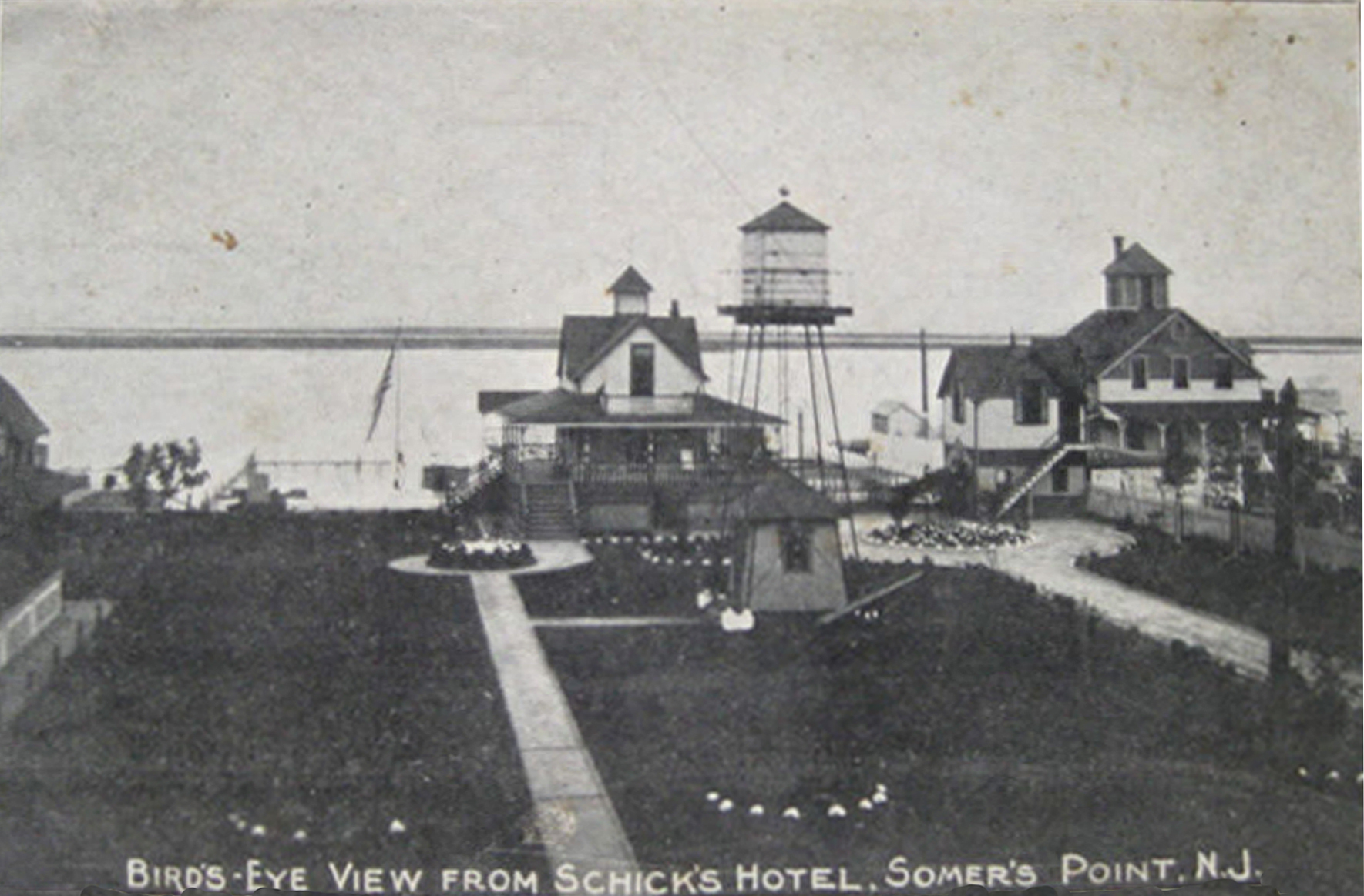 Somers Point - Birds eye view from Schicks Hotel - c 1910