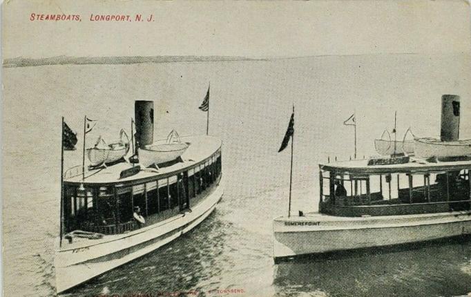 Somers Point - or maybe Longport - Steam powered passenger boats - traveled the backs bays beween the shore resorts - R B Townsend at bottom - c 1910