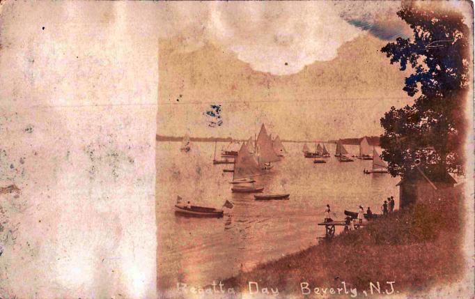 Beverly - Sailboats near shore on Regatta Day - 1906-b