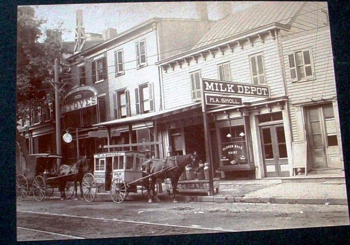 Bordentown - Horse andwagon at Milk Depot and other shops - undated - b