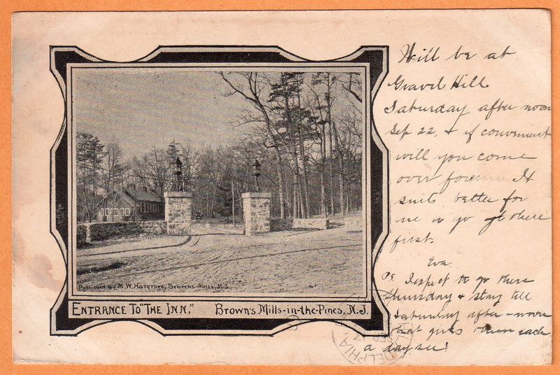 Browns Mills - Entrance to the Inn - c 1910