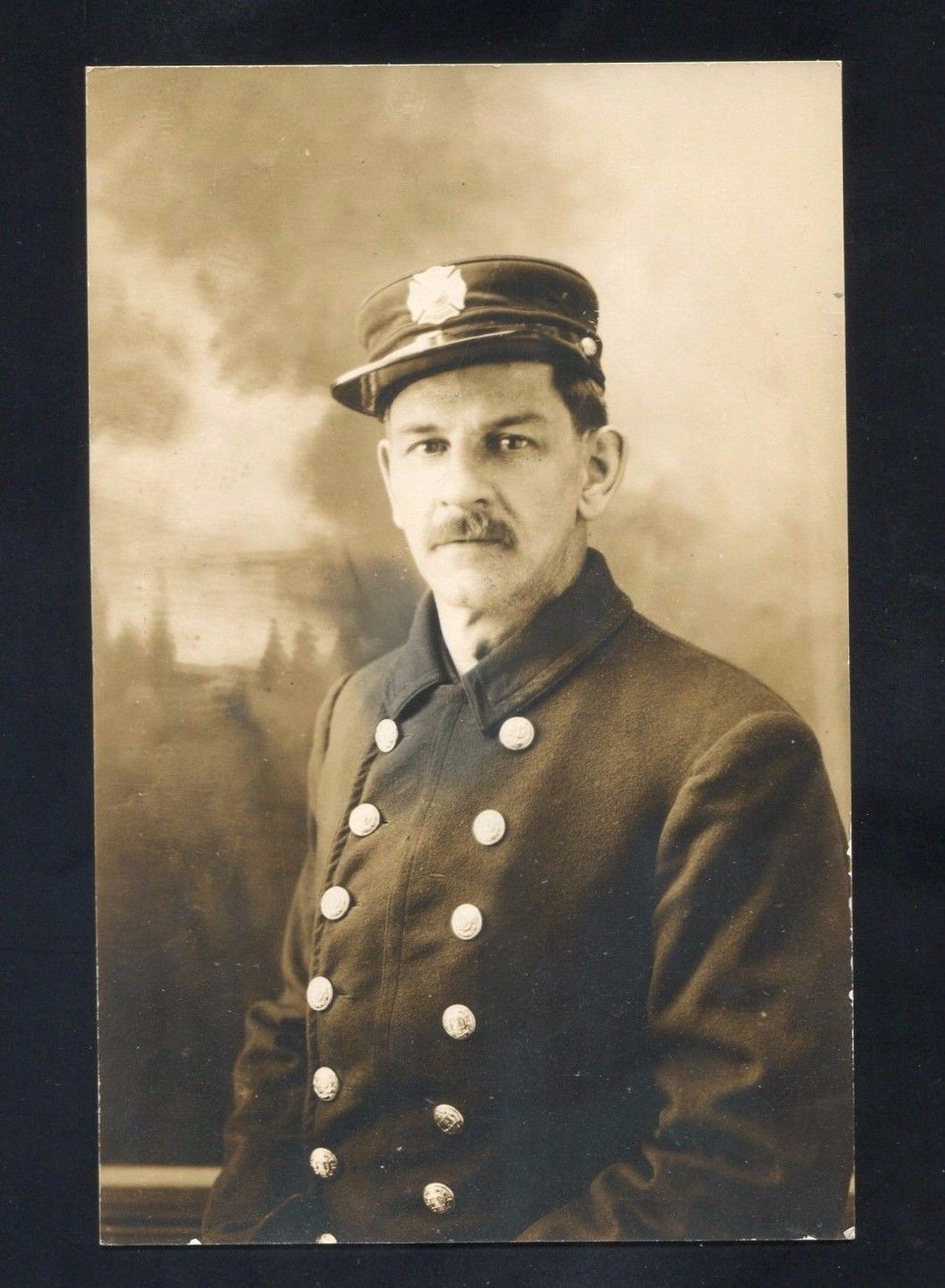 Burlington or Atlantic City - Cobbs Studios - Portrait of an unidentified fireman - c 1910