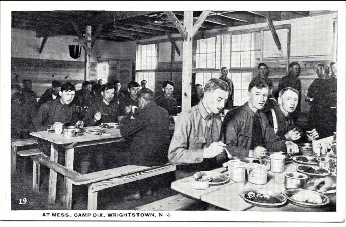 Camp Dix - After I'm not sure how many pics of the troops waiting for food here is a shot of some of the guys actually eating - c WWI era