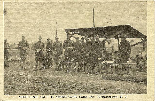 Camp Dix - Mess Line - 22d US Ambulance - probably 1917-19