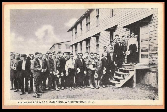 Camp Dix - New recruits lining up for mess - 1917-18